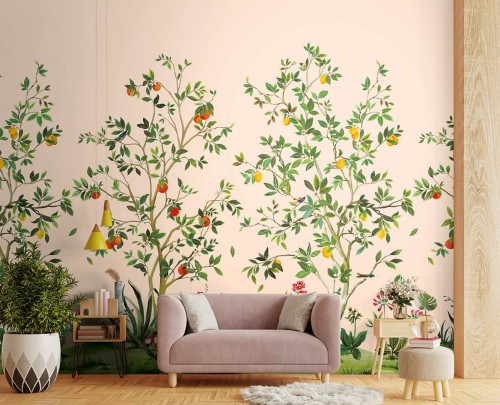 Mural botaniczny - kwitnące krzewy Wallquest DB30301M Daisy Bennett