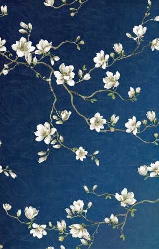 Tapeta kwitnące gałęzie magnolii – metaliczna Wallquest CH30102 Chinoiserie