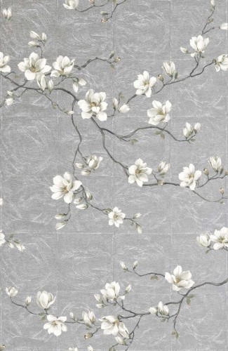 Tapeta kwitnące gałęzie magnolii – metaliczna Wallquest CH30118 Chinoiserie