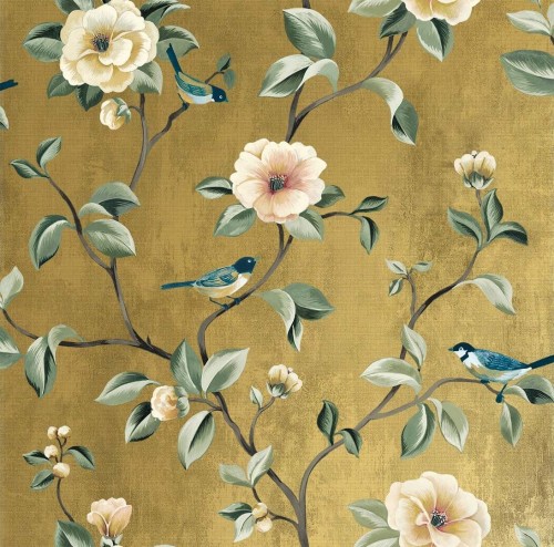 Tapeta botaniczna – metaliczna Wallquest CH30805 Chinoiserie