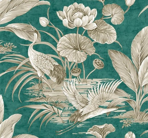 Tapeta botaniczna z żurawiami Wallquest CH30904 Chinoiserie