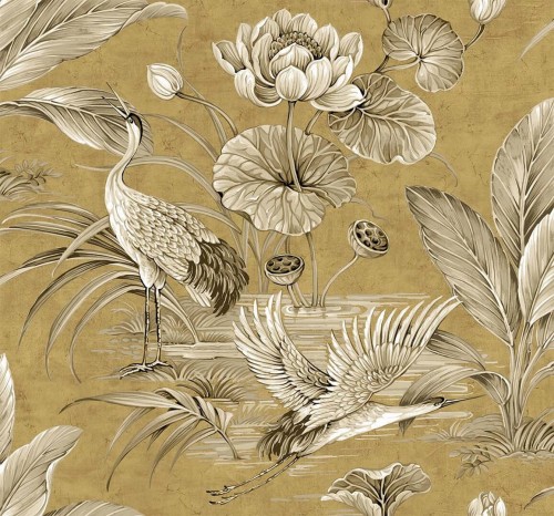 Tapeta botaniczna z żurawiami Wallquest CH30905 Chinoiserie