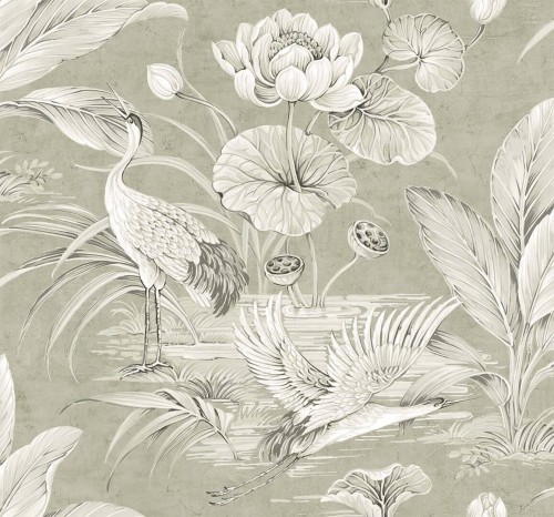Tapeta botaniczna z żurawiami Wallquest CH30908 Chinoiserie