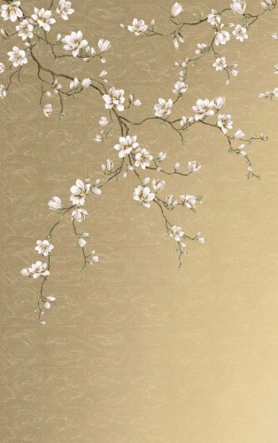 Mural kwitnące magnolie – metaliczny Wallquest CH31705M Chinoiserie