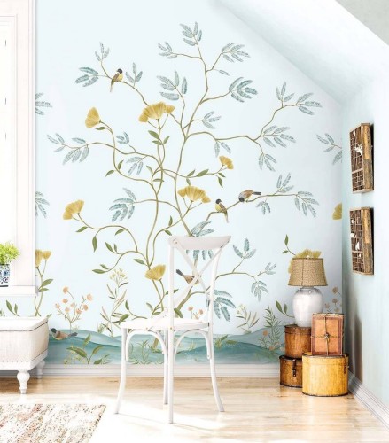 Mural rośliny i ptaki Wallquest CH31902M Chinoiserie