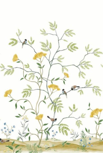 Mural rośliny i ptaki Wallquest CH31903M Chinoiserie