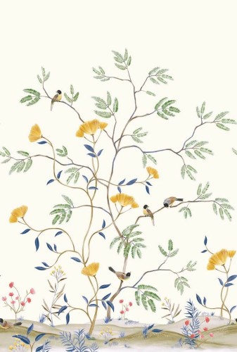Mural rośliny i ptaki Wallquest CH31912M Chinoiserie