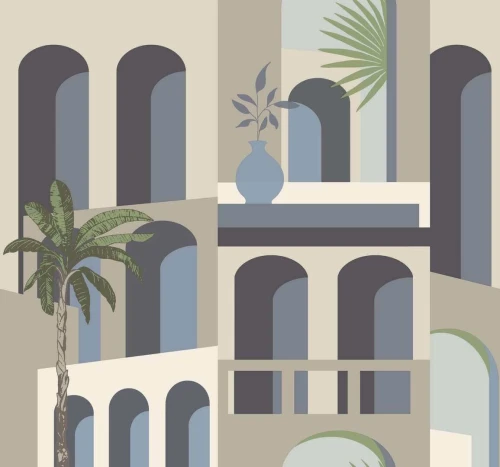 Tapeta inspirowana architekturą York Wallcoverings MT5619 Monte Vista Montecito