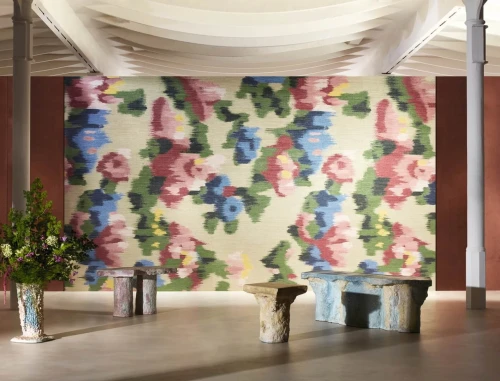 Mural abstrakcyjne kwiaty Elitis VP 981 01 Abstract Floral Matières à Réflexions x Callidus Guild