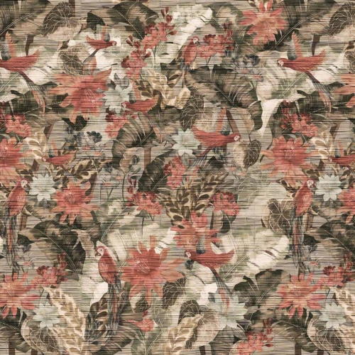 Mural egzotyczny - papugi i liście Zambaiti Parati Z57781 Architexture