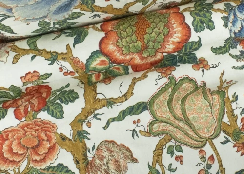 Tkanina lniana z roślinnym wzorem J&V F7300 Artichaut Grande Corniche
