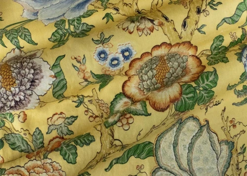 Tkanina lniana z roślinnym wzorem J&V F7304 Artichaut Grande Corniche