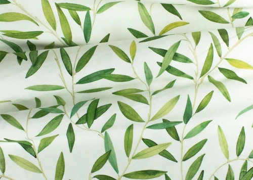 Tkanina dekoracyjna ze wzorem liści J&V F7315 Oliveraie Grande Corniche