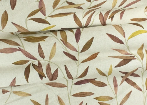 Tkanina dekoracyjna ze wzorem liści J&V F7316 Oliveraie Grande Corniche