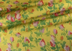 Tkanina lniana ze wzorem kwiatów J&V F7371 Roseraie Grande Corniche