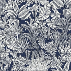 Tapeta tropikalna roślinność Caselio BLS 107486160 Palmaris Blue Shades