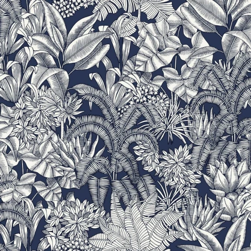 Tapeta tropikalna roślinność Caselio BLS 107486160 Palmaris Blue Shades