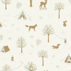 Tapeta obóz w lesie Caselio HKC 107660754 Scouty Happy Kids Club