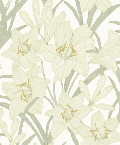 Tapeta kwiaty lilii Casadeco BJAR 202587015 Clair De Lys  Le Beau Jardin