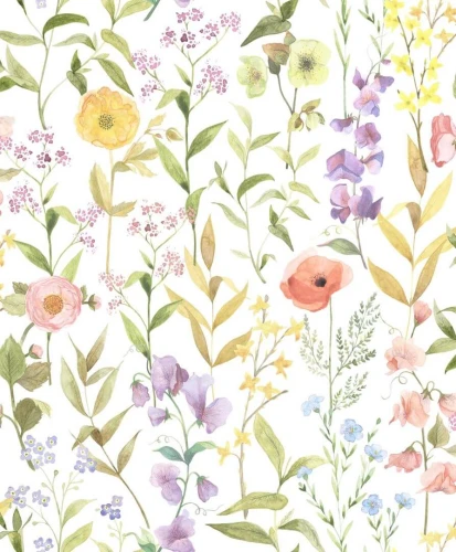 Tapeta akwarelowe kwiaty Casadeco BJAR 87650825 Fleurs Des Champs Le Beau Jardin