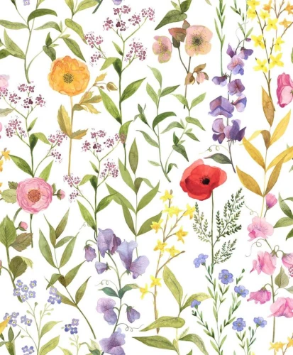 Tapeta akwarelowe kwiaty Casadeco BJAR 87652874 Fleurs Des Champs Le Beau Jardin
