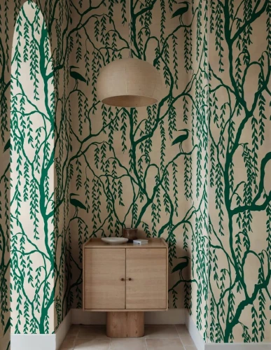 Fototapeta botaniczna - żurawie i drzewa Rebel Walls R21306 Droptree Peach Sophisticated Luxe
