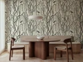 Fototapeta botaniczna - żurawie i drzewa Rebel Walls R21307 Droptree Green Sophisticated Luxe