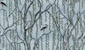 Fototapeta botaniczna - żurawie i drzewa Rebel Walls R21308 Droptree Blue Sophisticated Luxe