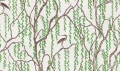 Fototapeta botaniczna - żurawie i drzewa Rebel Walls R21309 Droptree Beige Sophisticated Luxe