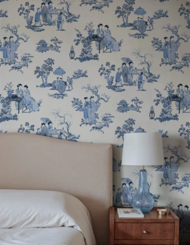 Fototapeta scenki rodzajowe Rebel Walls R21311 Toile Conversation Blue Sophisticated Luxe