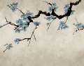 Fototapeta gałęzie kwitnącej wiśni Rebel Walls R21313 Blush of Spring Light Blue Sophisticated Luxe