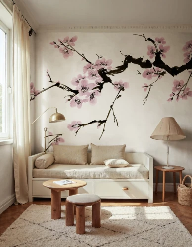 Fototapeta gałęzie kwitnącej wiśni Rebel Walls R21316 Blush of Spring Pink Sophisticated Luxe