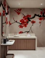 Fototapeta gałęzie kwitnącej wiśni Rebel Walls R21317 Blush of Spring Red Sophisticated Luxe