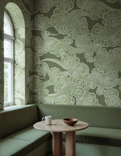 Fototapeta azjatyckie chmury Rebel Walls R21320 Kumo Green Sophisticated Luxe