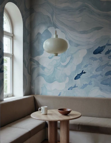 Fototapeta ryby w spokojnych wodach Rebel Walls R21326 Silent Stream Light Blue Sophisticated Luxe