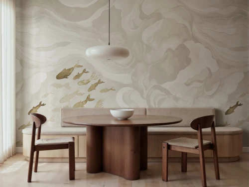 Fototapeta ryby w spokojnych wodach Rebel Walls R21327 Silent Stream Beige Sophisticated Luxe