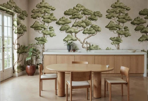 Fototapeta sceneria drzew Rebel Walls R21334 Poetic Trees Beige Sophisticated Luxe