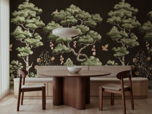 Fototapeta drzewa i ptaki Rebel Walls R21335 Forest Poem Black Sophisticated Luxe