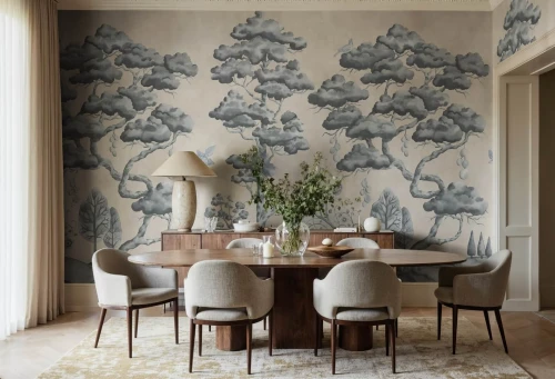 Fototapeta drzewa i ptaki Rebel Walls R21337 Forest Poem Blue Sophisticated Luxe