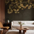Fototapeta liście miłorzębu Rebel Walls R21343 Maidenhair Tree Black Sophisticated Luxe