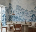 Fototapeta krajobraz gór i sosen Rebel Walls R21987 Timeless Pines Blue Sophisticated Luxe