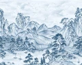 Fototapeta krajobraz gór i sosen Rebel Walls R21987 Timeless Pines Blue Sophisticated Luxe
