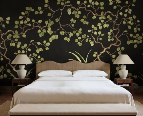 Fototapeta sceneria ogrodowa Rebel Walls R21992 Forest of Dreams Black Sophisticated Luxe