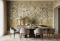 Fototapeta żurawie w scenerii ogrodowej Rebel Walls R21995 Where Cranes Dream Yellow Sophisticated Luxe