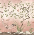 Fototapeta żurawie w scenerii ogrodowej Rebel Walls R21996 Where Cranes Dream Pink Sophisticated Luxe