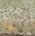 Fototapeta żurawie w scenerii ogrodowej Rebel Walls R21997 Where Cranes Dream Green Sophisticated Luxe