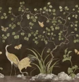 Fototapeta żurawie w scenerii ogrodowej Rebel Walls R21998 Where Cranes Dream Black Sophisticated Luxe