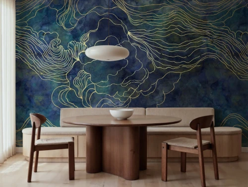 Fototapeta burzowe fale Rebel Walls R22003 Opulence Storm Dark Blue Sophisticated Luxe
