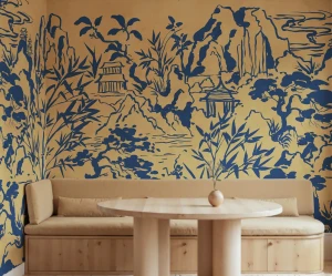 Fototapeta krajobraz inspirowany Azją Rebel Walls R22005 Ink Horizon Yellow Sophisticated Luxe