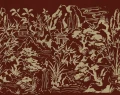 Fototapeta krajobraz inspirowany Azją Rebel Walls R22007 Ink Horizon Burgundy Sophisticated Luxe